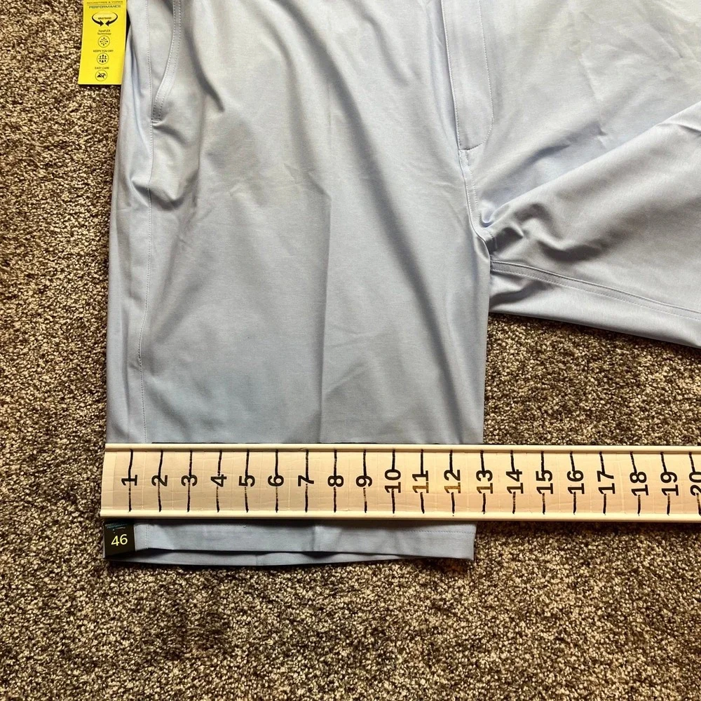 Roundtree Yorke Performance Shorts Mens 46 Flat Front Blue Classic Fit Casual